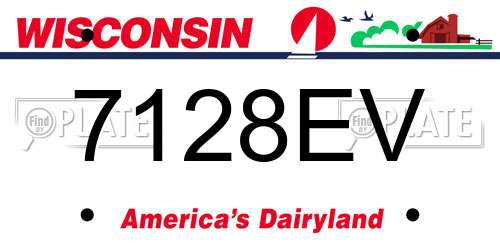 7128EV Wisconsin License Plate