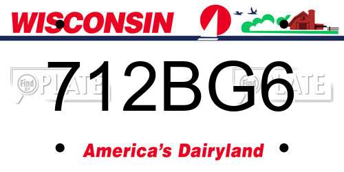 712BG6 Wisconsin License Plate