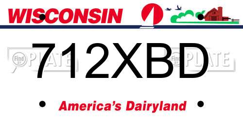 712XBD Wisconsin License Plate