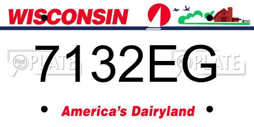 7132EG Wisconsin License Plate