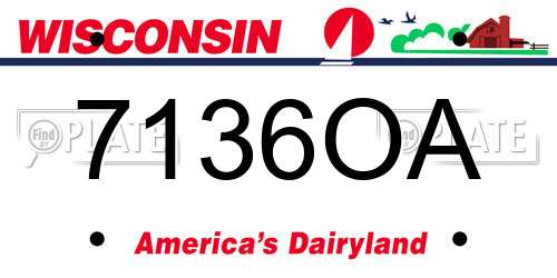 7136OA Wisconsin License Plate