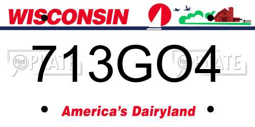 713GO4 Wisconsin License Plate