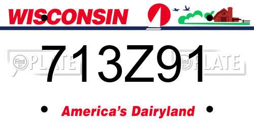 713Z91 Wisconsin License Plate