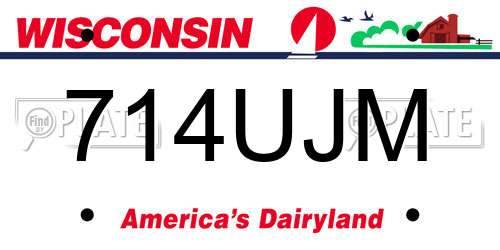 714UJM Wisconsin License Plate