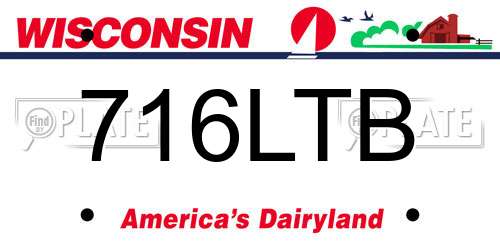 716LTB Wisconsin License Plate