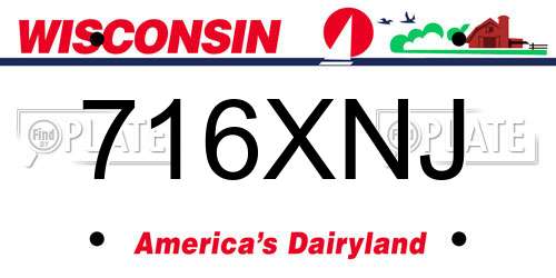 716XNJ Wisconsin License Plate