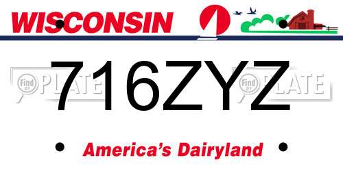 716ZYZ Wisconsin License Plate