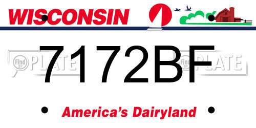 7172BF Wisconsin License Plate