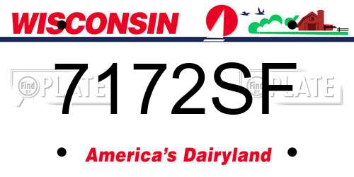 7172SF Wisconsin License Plate
