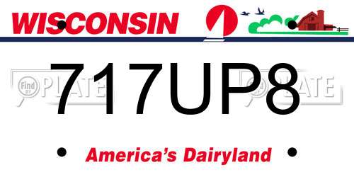 717UP8 Wisconsin License Plate
