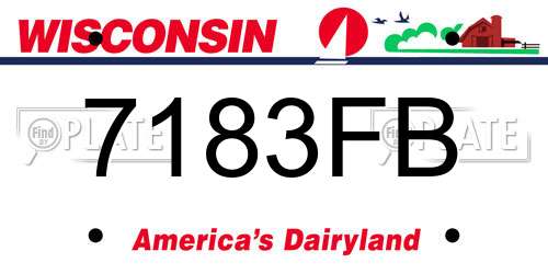 7183FB Wisconsin License Plate