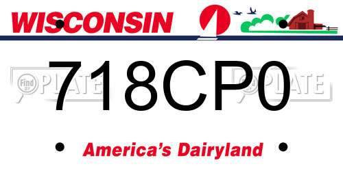 718CP0 Wisconsin License Plate