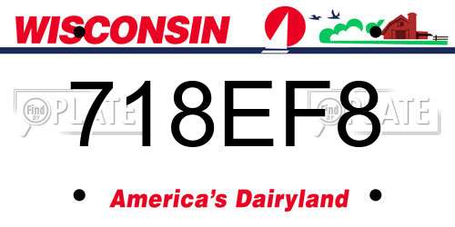 718EF8 Wisconsin License Plate