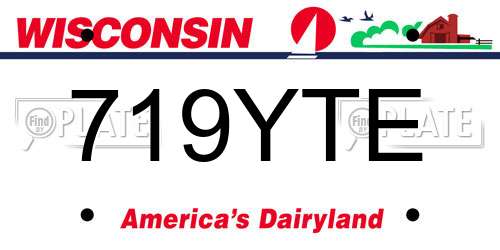 719YTE Wisconsin License Plate