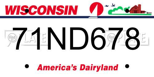 71ND678 Wisconsin License Plate