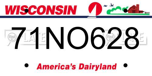 71NO628 Wisconsin License Plate