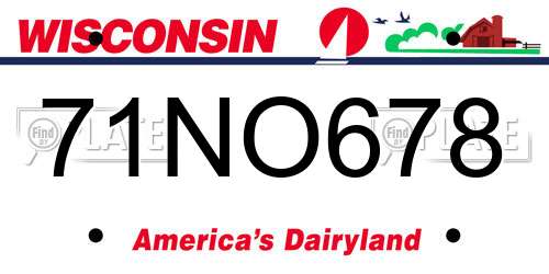 71NO678 Wisconsin License Plate