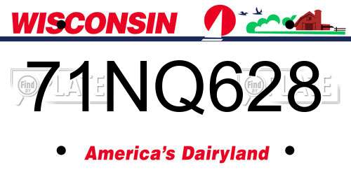 71NQ628 Wisconsin License Plate