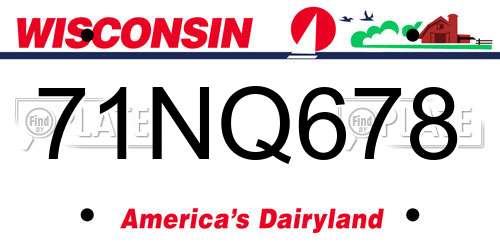 71NQ678 Wisconsin License Plate