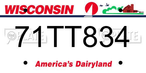 71TT834 Wisconsin License Plate