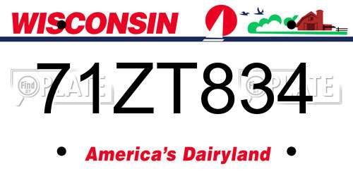 71ZT834 Wisconsin License Plate