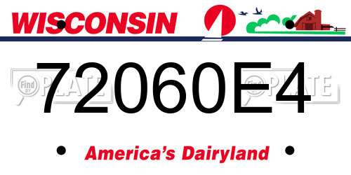 72060E4 Wisconsin License Plate