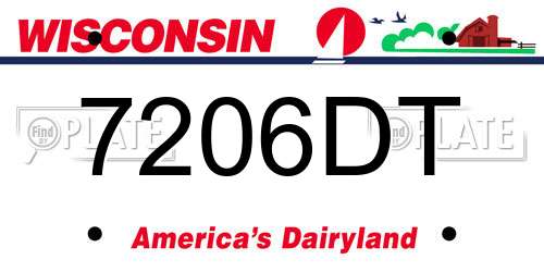 7206DT Wisconsin License Plate