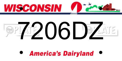 7206DZ Wisconsin License Plate