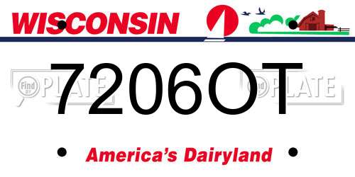 7206OT Wisconsin License Plate