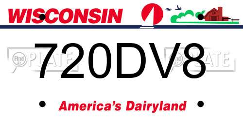 720DV8 Wisconsin License Plate