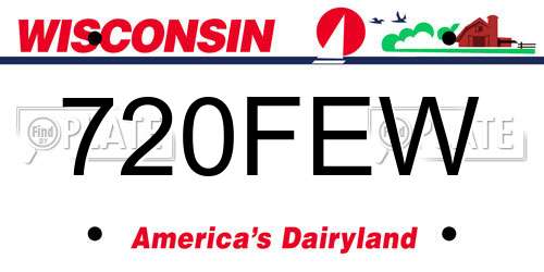 720FEW Wisconsin License Plate