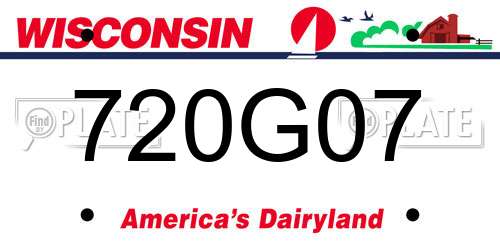720G07 Wisconsin License Plate