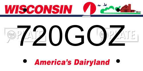 720GOZ Wisconsin License Plate
