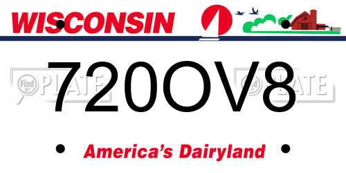 720OV8 Wisconsin License Plate