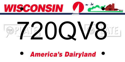 720QV8 Wisconsin License Plate
