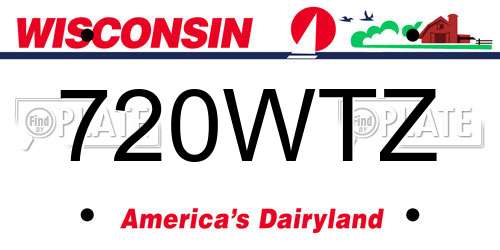 720WTZ Wisconsin License Plate