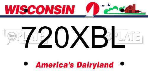720XBL Wisconsin License Plate