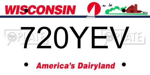 720YEV Wisconsin License Plate