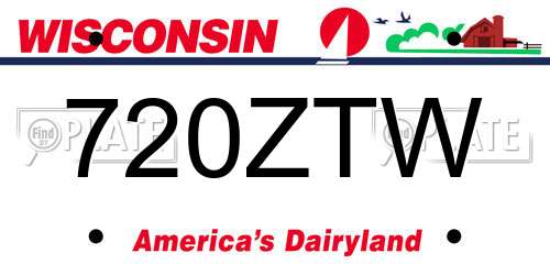 720ZTW Wisconsin License Plate