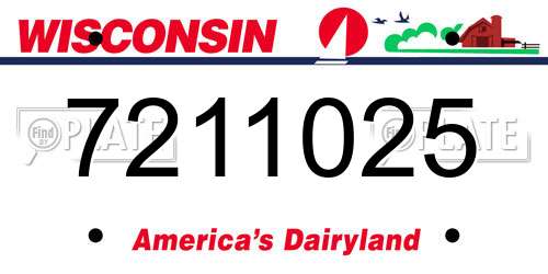 7211025 Wisconsin License Plate