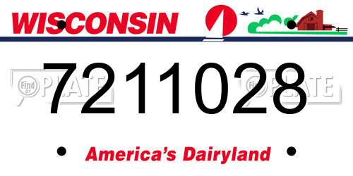7211028 Wisconsin License Plate