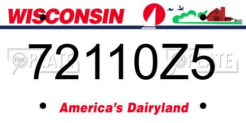 72110Z5 Wisconsin License Plate