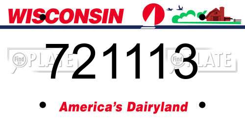 721113 Wisconsin License Plate