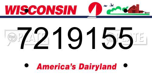 7219155 Wisconsin License Plate