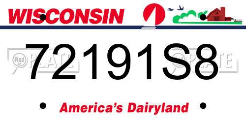72191S8 Wisconsin License Plate