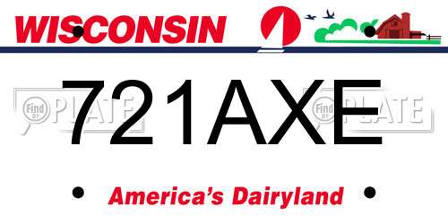 721AXE Wisconsin License Plate