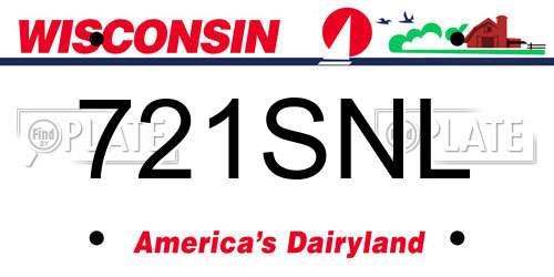 721SNL Wisconsin License Plate