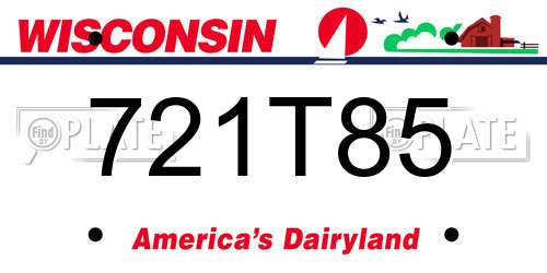 721T85 Wisconsin License Plate