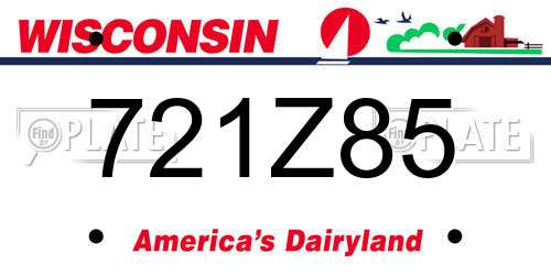 721Z85 Wisconsin License Plate