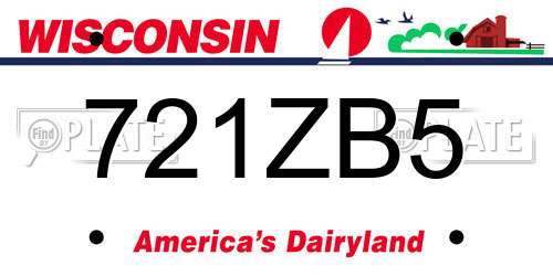721ZB5 Wisconsin License Plate